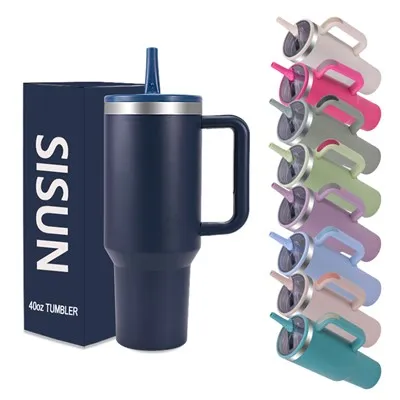 손잡이와 짚을 뒤집는 40 온스 물병