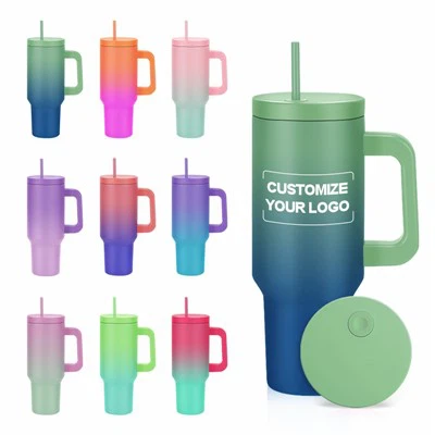 산 로고가있는 스테인레스 스틸 여행 머그잔